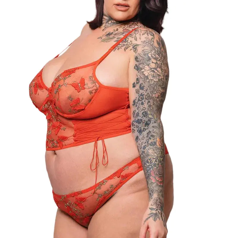 Ensemble de lingerie  brodé papillons luxe lace lingerie