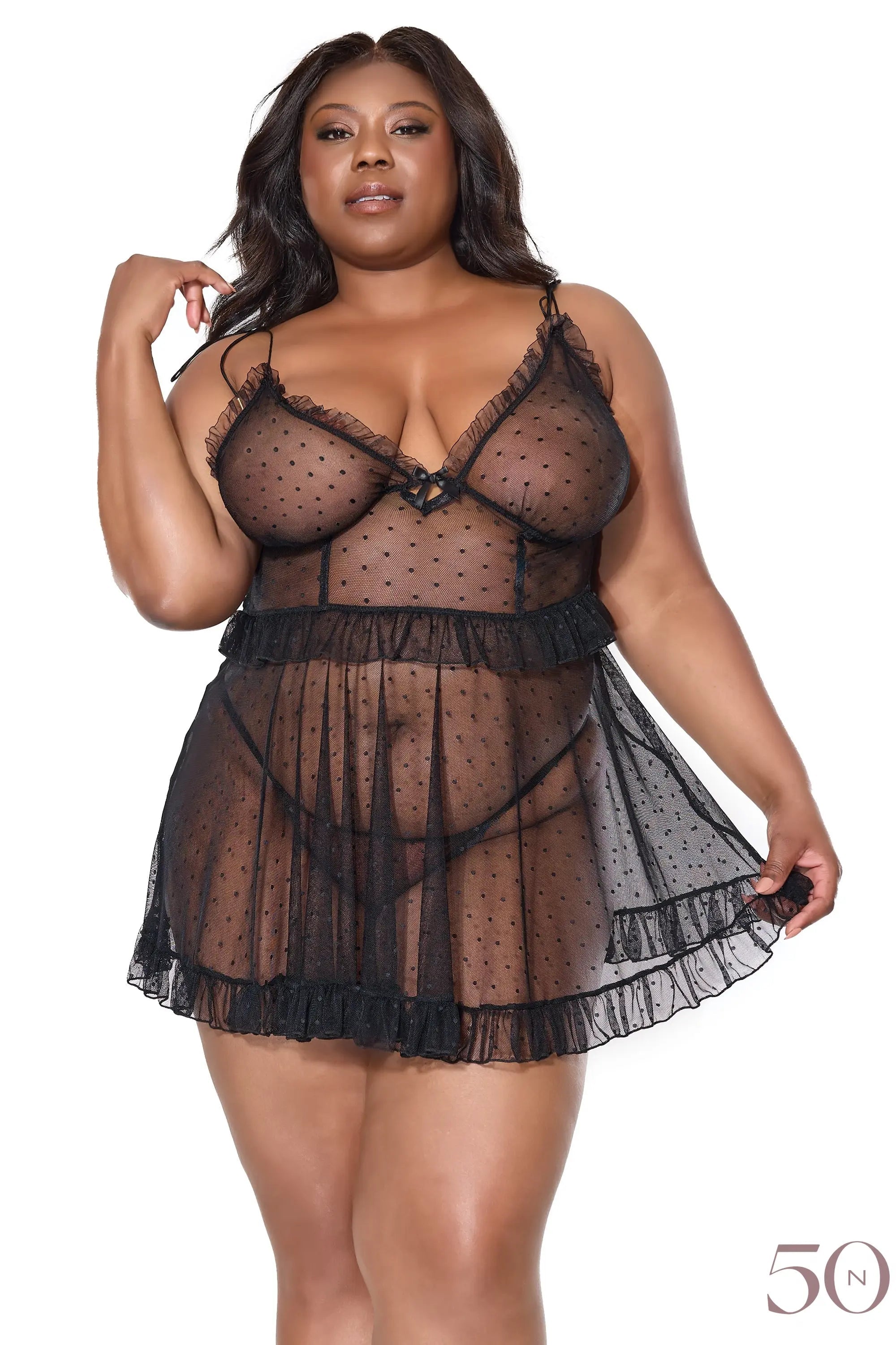 Babydoll en mesh extensible coquette