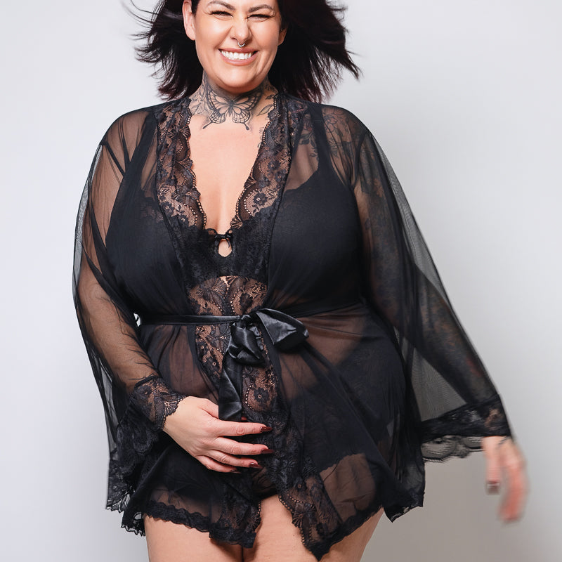 Ensemble nuit Noir Luxe Lace Lingerie